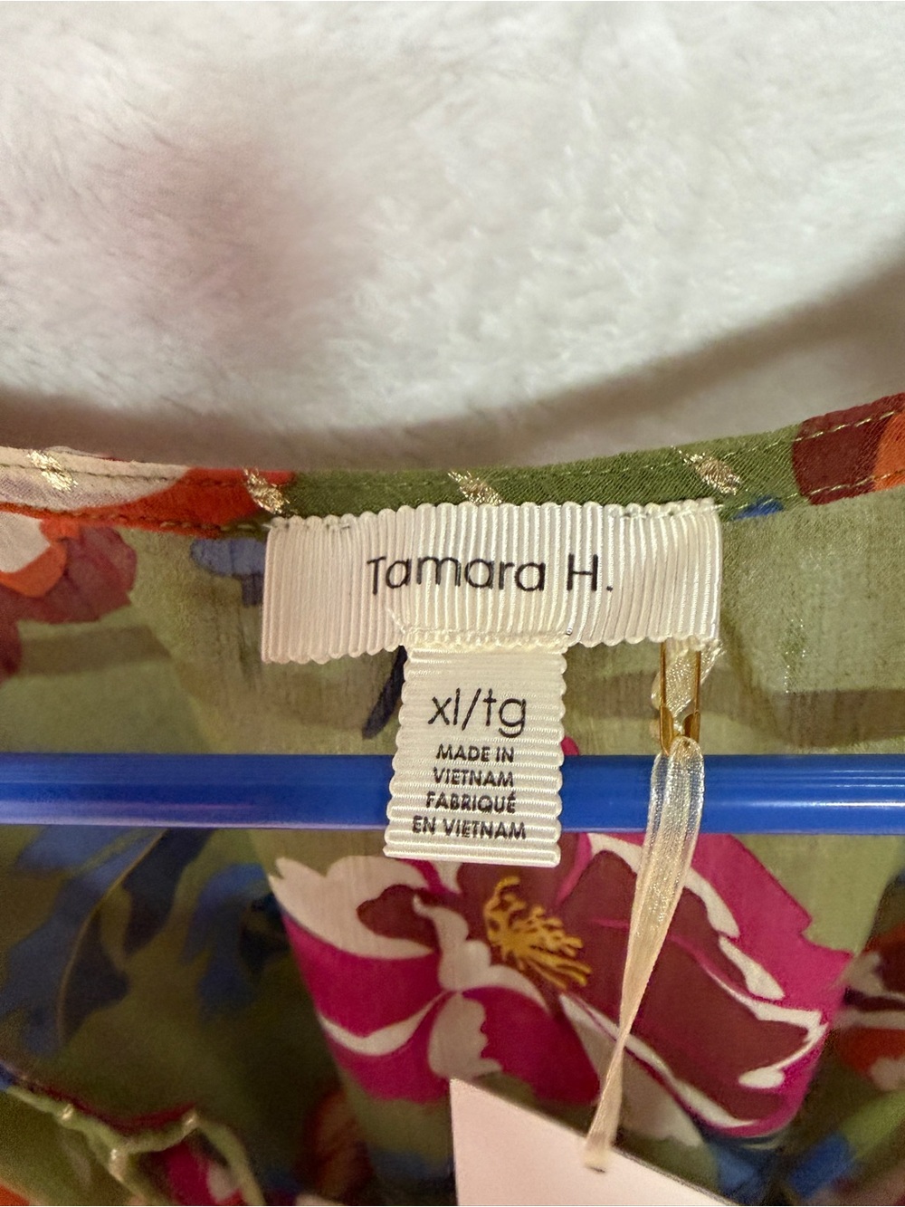 Tamara H. Olive Floral V-Neck Women's Blouse - Picture 3 of 3